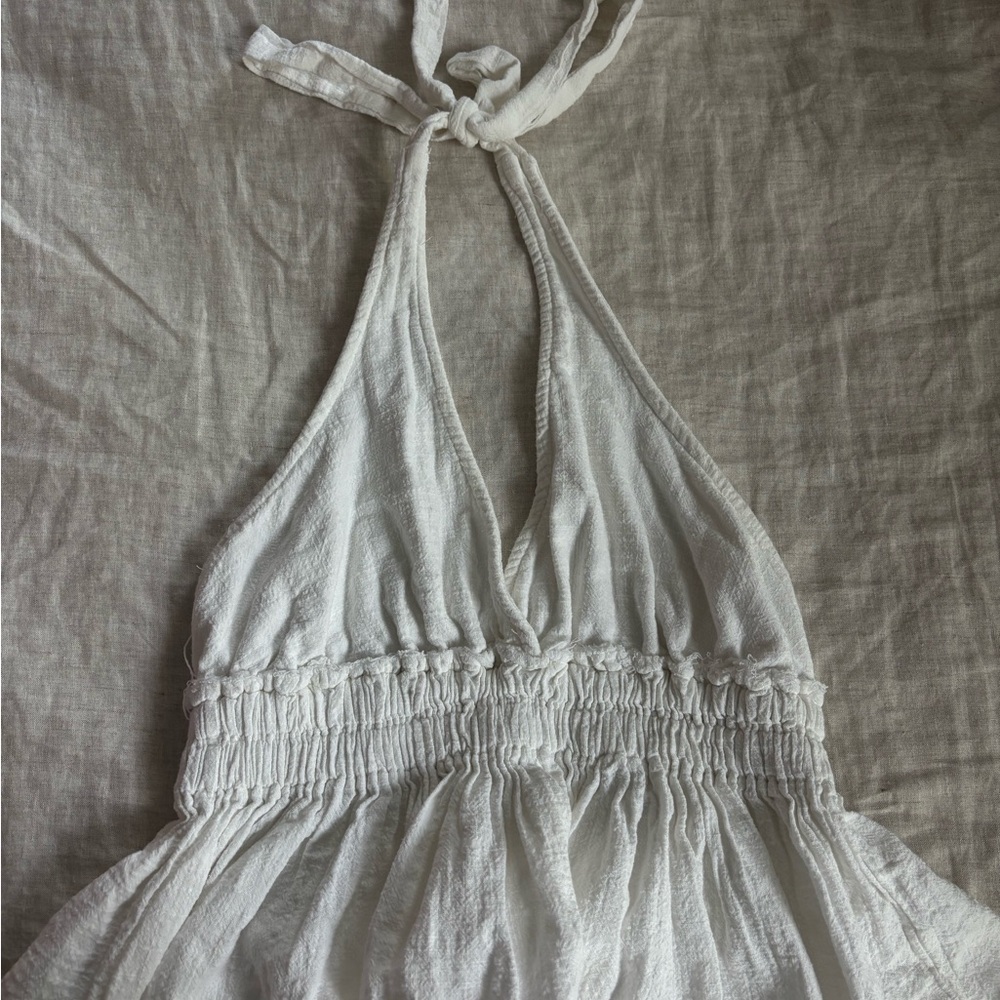 Ocean Drive White Smocked Halter Top